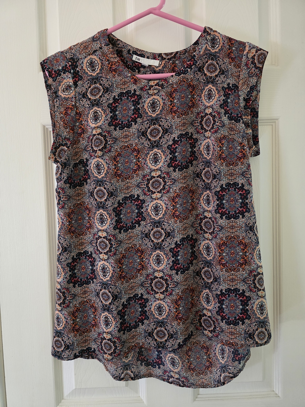 DR2 Sleeveless Paisley Medallion Top — Navy, Cream & Rust